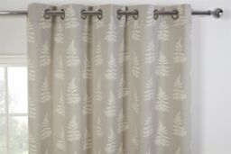Sundour Esher Fern Leaf Eyelet Curtains in Grey - Size: 117 cm width x 229 cm drop - thumbnail 2