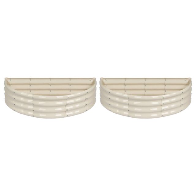 Harbour Housewares Raised Garden Beds - 2x Semi-Circle Bottomless Galvanised Steel Planter 120 x 60cm in Ivory - Size: 120 x 60 cm - image 1