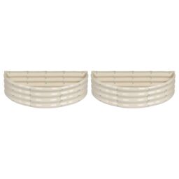 Harbour Housewares Raised Garden Beds - 2x Semi-Circle Bottomless Galvanised Steel Planter 120 x 60cm in Ivory - Size: 120 x 60 cm - thumbnail 1