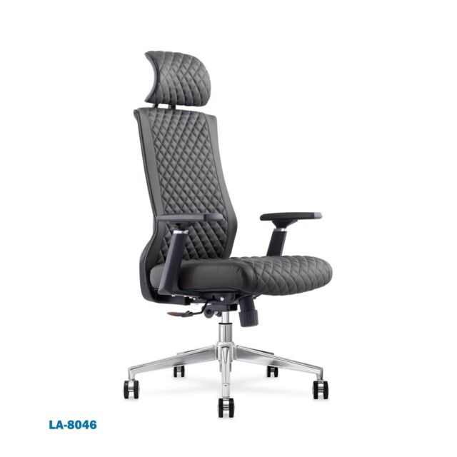 JFY High-Back Quilted Faux Leather Swivel Chair with Reclining Backrest in Black - image 1