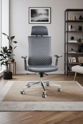 JFY High-Back Quilted Faux Leather Swivel Chair with Reclining Backrest in Black - thumbnail 7