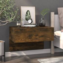 Berkfield Home Wall-mounted Bedside Cabinets 2 pcs Smoked Oak in Brown - thumbnail 3