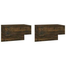 Berkfield Home Wall-mounted Bedside Cabinets 2 pcs Smoked Oak in Brown - thumbnail 1