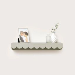 Melody Maison Large Taupe Scalloped Wall Storage Shelf - 61cm in Grey - thumbnail 4
