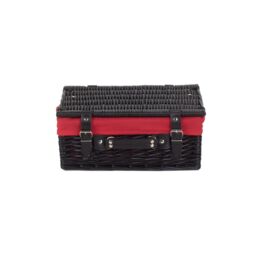 Red Hamper Wicker 36cm Empty Black Willow Picnic Basket With Red Lining - thumbnail 3