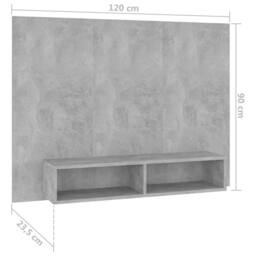Berkfield Home Wall TV Cabinet Concrete Grey 120x23.5x90 cm Engineered Wood - thumbnail 7