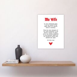 "Artery8 Love Poem Goth Wife Romantic Poetry Fun Wall Art Print in White - Size: W18"" x H24""" - thumbnail 4