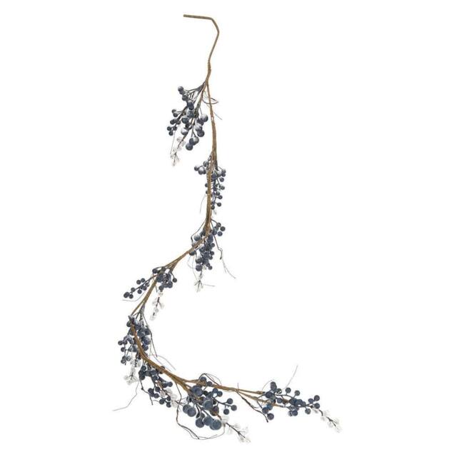 VFM e-Store Christmas Snow & Berries Garland Decoration 130cm x 12cm Blue X 1 - Size: 130 cm x 12 cm - image 1