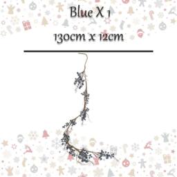 VFM e-Store Christmas Snow & Berries Garland Decoration 130cm x 12cm Blue X 1 - Size: 130 cm x 12 cm - thumbnail 2