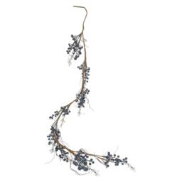 VFM e-Store Christmas Snow & Berries Garland Decoration 130cm x 12cm Blue X 1 - Size: 130 cm x 12 cm