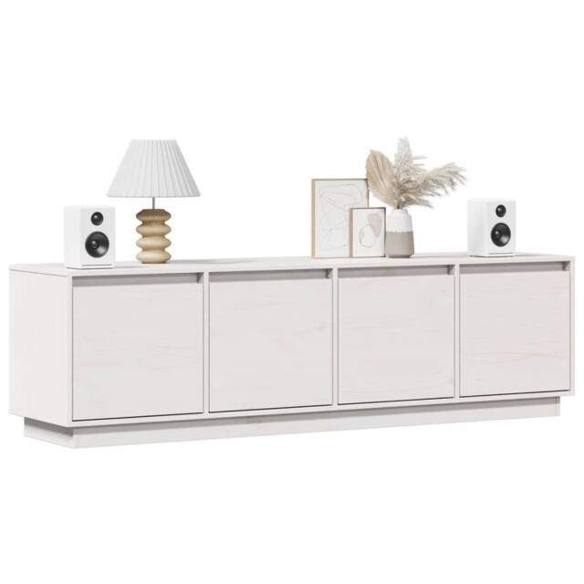 Berkfield Home TV Cabinet White 156x37x45 cm Solid Wood Pine - Size: 156 x 37 x 45 cm - image 1