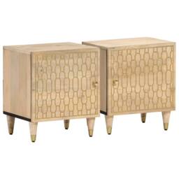 Berkfield Home Bedside Cabinets 2 pcs 40x33x46 cm Solid Wood Mango in Brown - Size: 40 x 33 x 46 cm - thumbnail 1