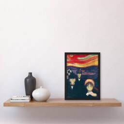 Artery8 Edvard Munch Framed Wall Art Print Anxiety Figures Oil Painting - Size: A4 - thumbnail 2