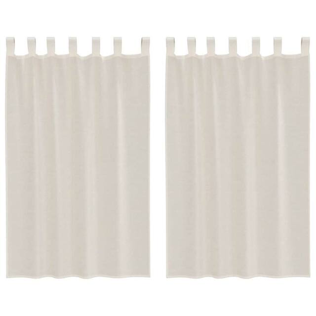 Berkfield Home Voile Curtains with Tab Top 2 pcs Cream - image 1