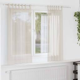 Berkfield Home Voile Curtains with Tab Top 2 pcs Cream - thumbnail 2