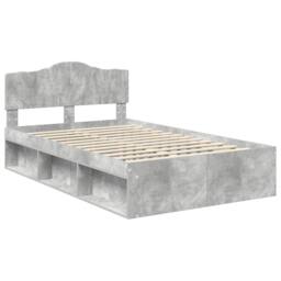 Berkfield Home Bed Frame with Headboard Concerte 120 x 190 cm Solid Pine Wood in Grey - thumbnail 4