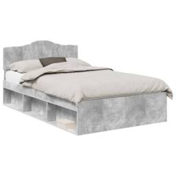 Berkfield Home Bed Frame with Headboard Concerte 120 x 190 cm Solid Pine Wood in Grey - thumbnail 2