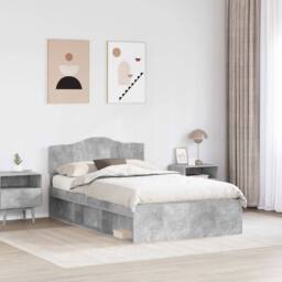 Berkfield Home Bed Frame with Headboard Concerte 120 x 190 cm Solid Pine Wood in Grey - thumbnail 3