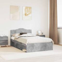 Berkfield Home Bed Frame with Headboard Concerte 120 x 190 cm Solid Pine Wood in Grey - thumbnail 1