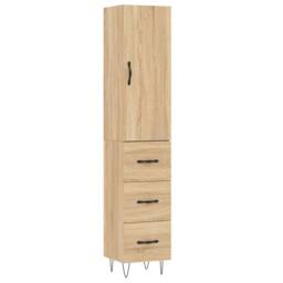 Berkfield Home Highboard Sonoma Oak 34.5x34x180 cm Engineered Wood in Light Tan