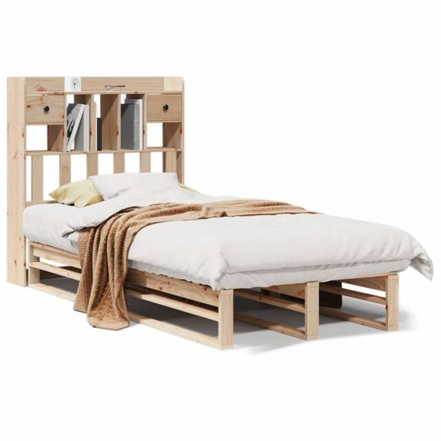 Berkfield Home Bookcase Bed without Mattress 90x190 cm Single Solid Wood Pine in Light Tan - image 1