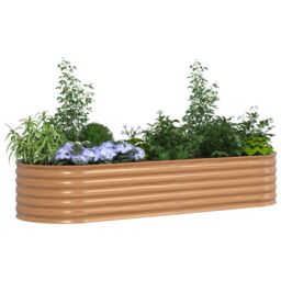 Berkfield Home Raised Garden Bed Brown with Wood Look 240x80x44 cm Steel - Size: 240 x 80 x 44 cm - thumbnail 3