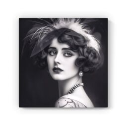 Warren Reed - Designer Glamorous Edwardian Showgirl Canvas in Black - Size: w40 inch x h40 inch - thumbnail 2