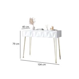 CARME HOME Claudia White 3 Drawers Dressing Table with Gold hairpin legs - thumbnail 4