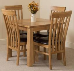 Thats Furniture Oslo 90 x 90 cm Oak Small Dining Table & 4 Harvard Oak Chairs in Brown - thumbnail 1