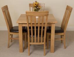 Thats Furniture Oslo 90 x 90 cm Oak Small Dining Table & 4 Harvard Oak Chairs in Brown - thumbnail 2