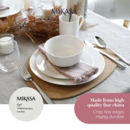 Mikasa 12 Piece China 'Egret' Dinner Set, White, Gift Boxed in White - thumbnail 8