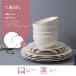 Mikasa 12 Piece China 'Egret' Dinner Set, White, Gift Boxed in White - thumbnail 6