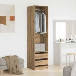 Berkfield Home Wardrobe Artisan Oak 50x50x200 cm Engineered Wood in Brown - Size: 50 x 50 x 200 cm - thumbnail 3