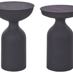 Wyld and Coco Set of 2 Black Iron Round Side Tables 33 cm and 36 cm Modern - thumbnail 2