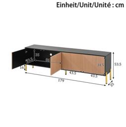 STILVORA TV Cabinet 179 cm with 4 Doors in Natural - thumbnail 4
