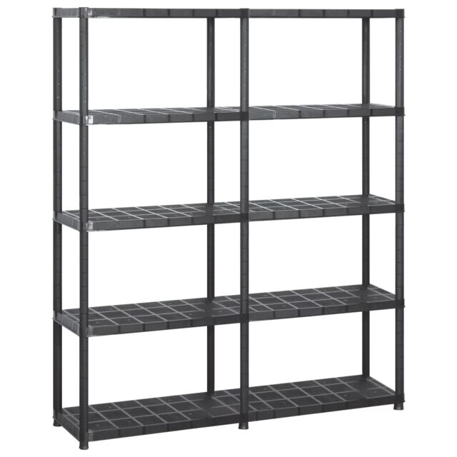 Berkfield Home Storage Shelf 5-Tier Black 142x38x170 cm Plastic - Size: 142 x 38 x 170 cm - image 1