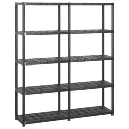 Berkfield Home Storage Shelf 5-Tier Black 142x38x170 cm Plastic - Size: 142 x 38 x 170 cm - thumbnail 1
