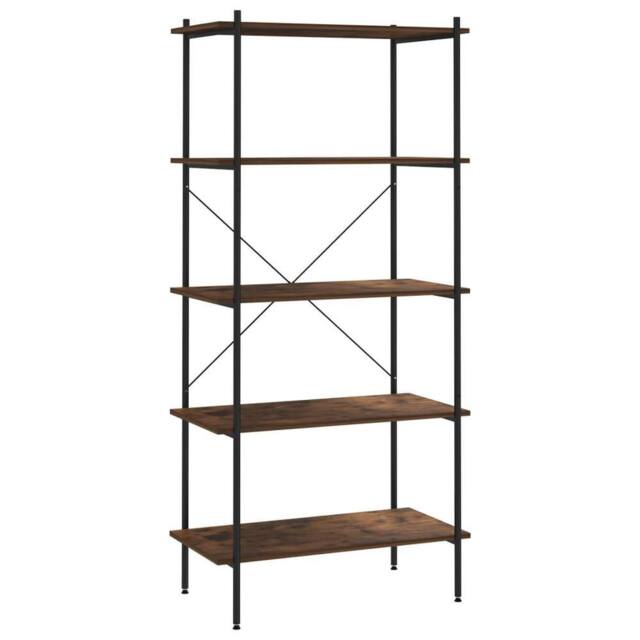 Berkfield Home 5-Tier Shelving Unit Black & Dark Wood 80x40x163 cm - Size: 80 x 40 x 163 cm - image 1