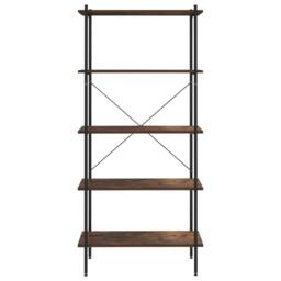 Berkfield Home 5-Tier Shelving Unit Black & Dark Wood 80x40x163 cm - Size: 80 x 40 x 163 cm - thumbnail 3