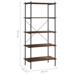 Berkfield Home 5-Tier Shelving Unit Black & Dark Wood 80x40x163 cm - Size: 80 x 40 x 163 cm - thumbnail 7