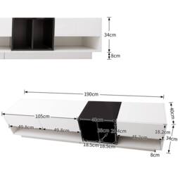 Merax High Gloss Storage Media TV Unit with Drawers & Open Compartments in White - thumbnail 2