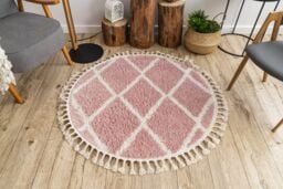 RugsX Berber Rug in Pink - Size: 120 cm diameter - thumbnail 5