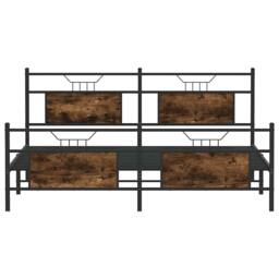 Berkfield Home Metal Bed Frame without Mattress Smoked Oak 160x200 cm in Brown - thumbnail 6