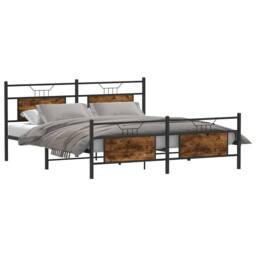 Berkfield Home Metal Bed Frame without Mattress Smoked Oak 160x200 cm in Brown - thumbnail 5