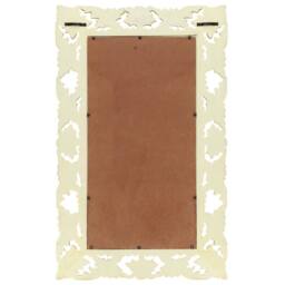 Berkfield Home Hand Carved Mirror White 80x50 cm Solid Mango Wood in Off-White - thumbnail 1