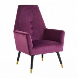 Havendro Wine Velvet Buttoned Padded Accent Armchair in Purple - thumbnail 1