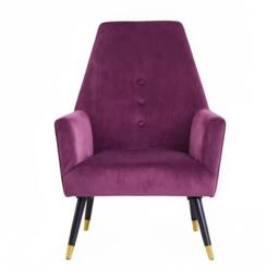 Havendro Wine Velvet Buttoned Padded Accent Armchair in Purple - thumbnail 5
