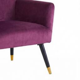 Havendro Wine Velvet Buttoned Padded Accent Armchair in Purple - thumbnail 4