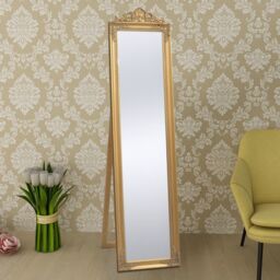 Berkfield Home Free-Standing Mirror Baroque Style 160x40 cm Gold - thumbnail 2