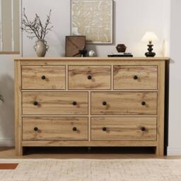Merax Oak Merchant Chest of Drawers Large 7-Drawer Sideboard Storage Cabinet in Natural